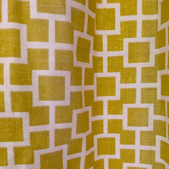 Curtains x2 panels chartreuse with geometric design inverted pleats lined - Picture 5 of 8